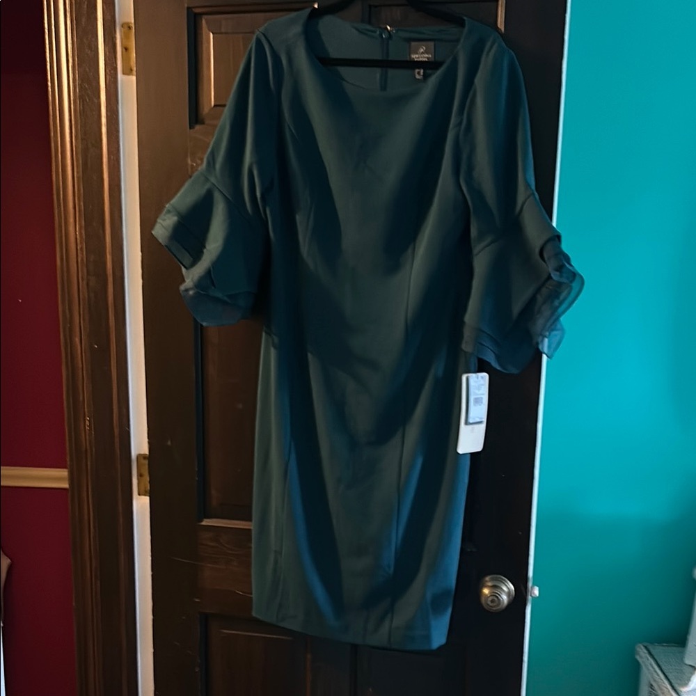 Adrianna Papell Teal Long Sleeve Dress